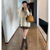 ~ Retro Washed Horse Skin High Tube Thin Medium Boots Thick Heel Thick Sole Knight Boots Women