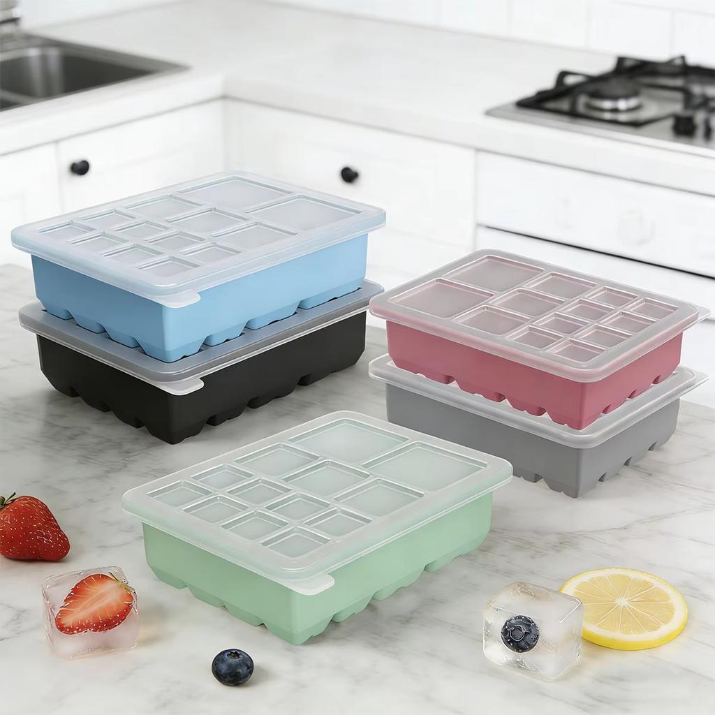 Multi-size 13-Cavity Square Trays, Food Grade Silicone Ice Molds, Easy Release Maker