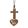 With Pendant Car Rearview Mirror Hanging Lightweight Keychain Ornament Bible Verse Charm Wood Cross Pendant