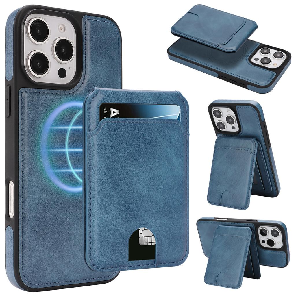 Magnetic Leather Phone Case with Card Holder for iPhone 12 - 17 Series Multi - Functional Stand Shockproof Protective Cover