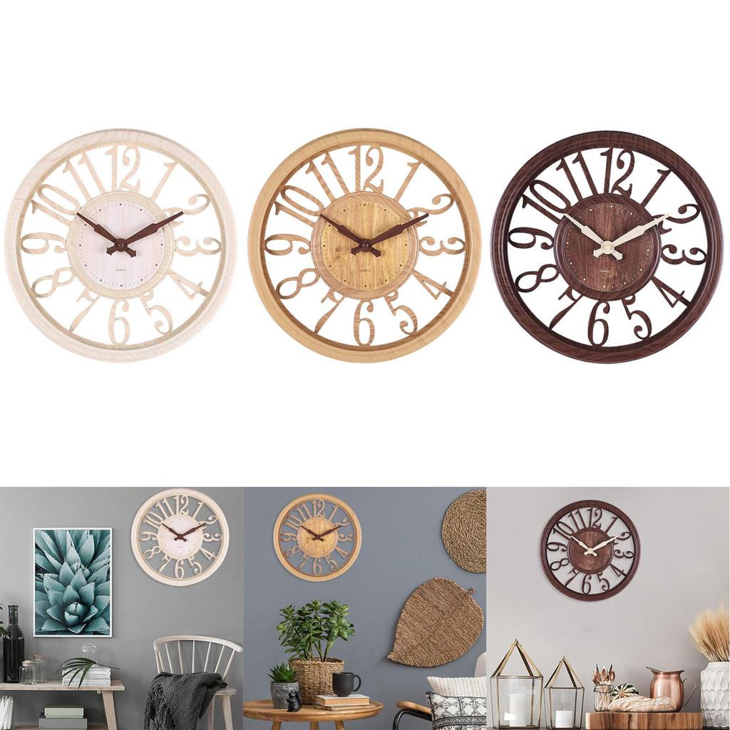 12 Inch Wall Clock, Vintage Decorative Clocks, Silent & Non-Ticking, Big Numbers Easy To Read,