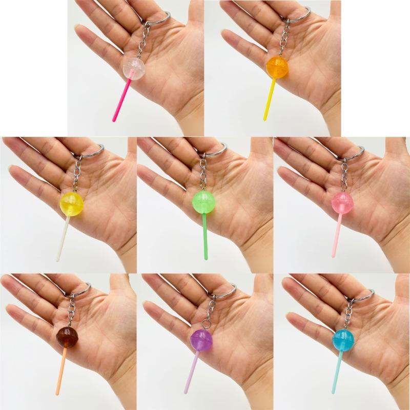 Llaveros Colgantes de Piruleta de Simulación Accesorios de Llavero con Forma de Caramelo de Colores