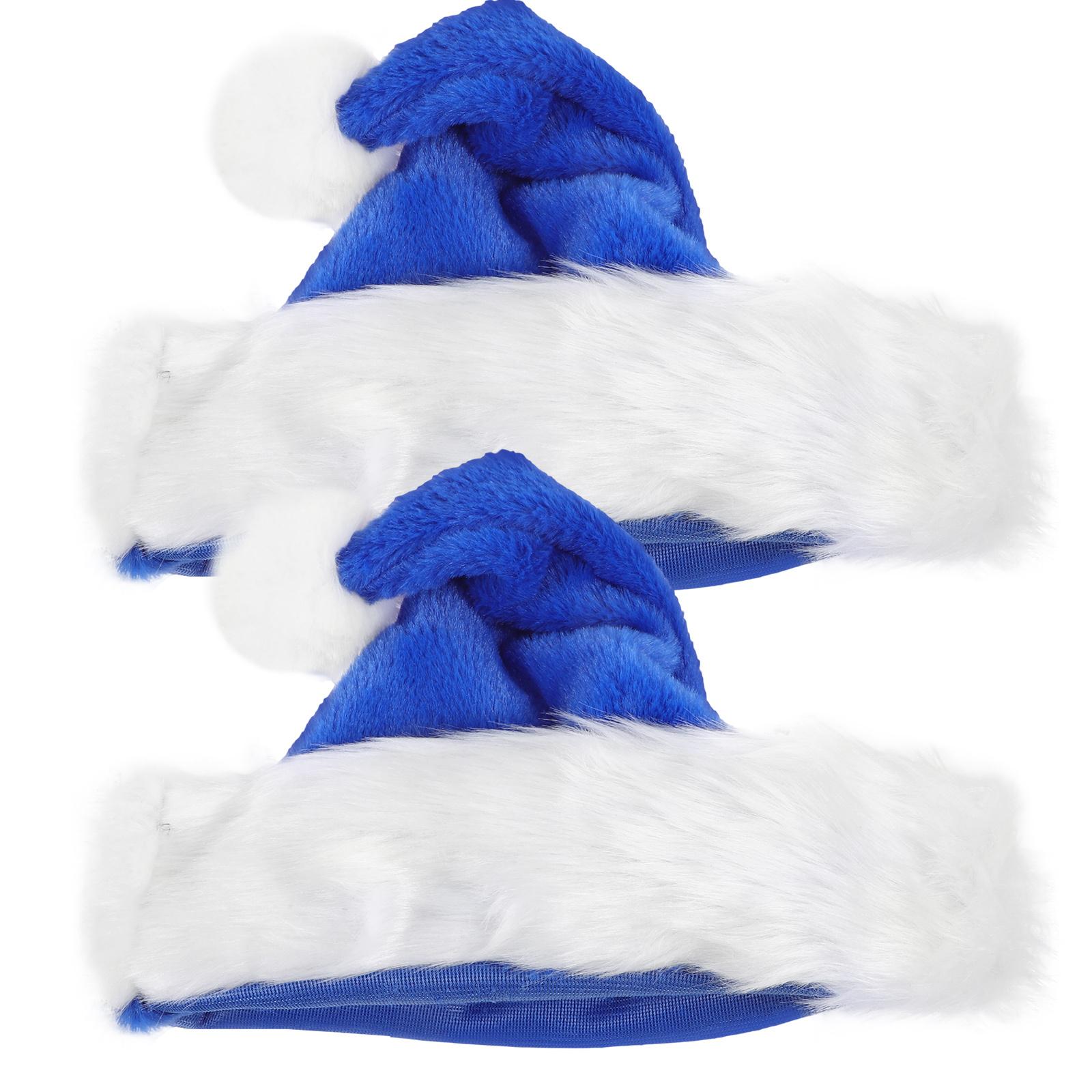 2Pcs Christmas Hat Comfortable Santa Hats Adult Blue Winter Holiday Party Accessory Festive Home Decoration Wearable Ornament other