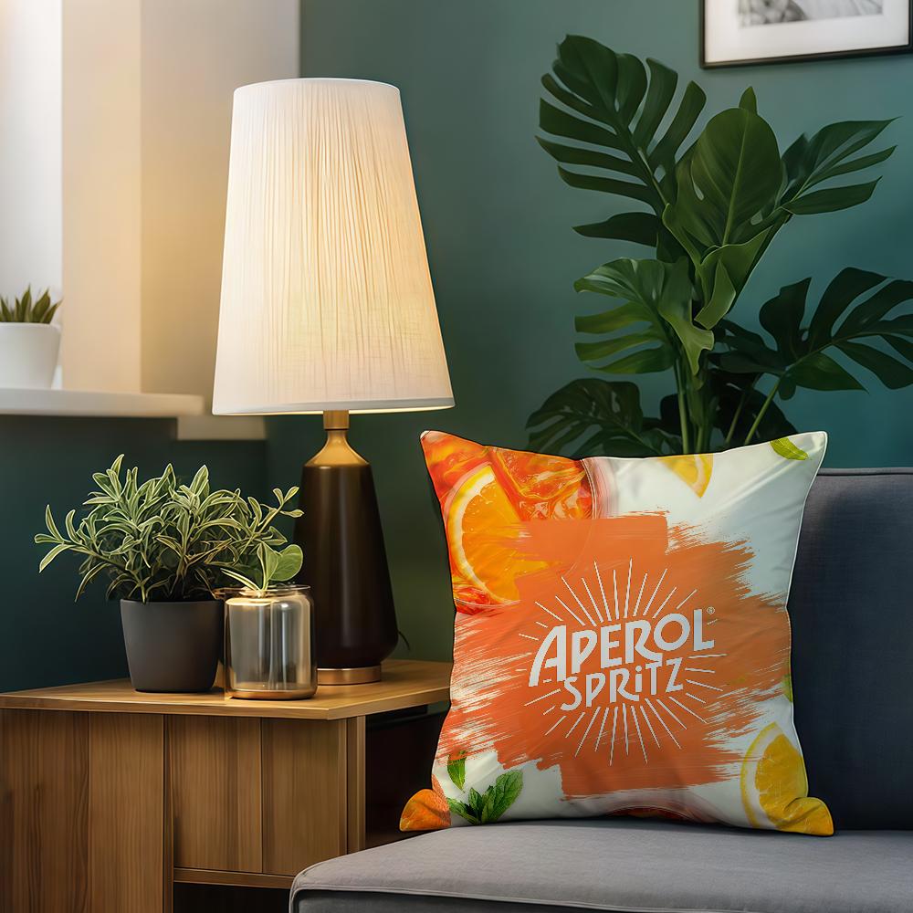 A-Aperol S-Spritz-ES Logo Cushion Cover Home Bedding Sofa Living Room Pillowcase Simple Soft Skin Cushion Cover Party Gift