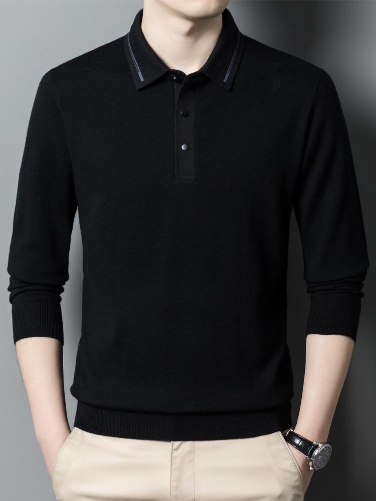 Men's High-Grade Knit Wool Lapel Sweater - Warm Autumn Winter POLO Style