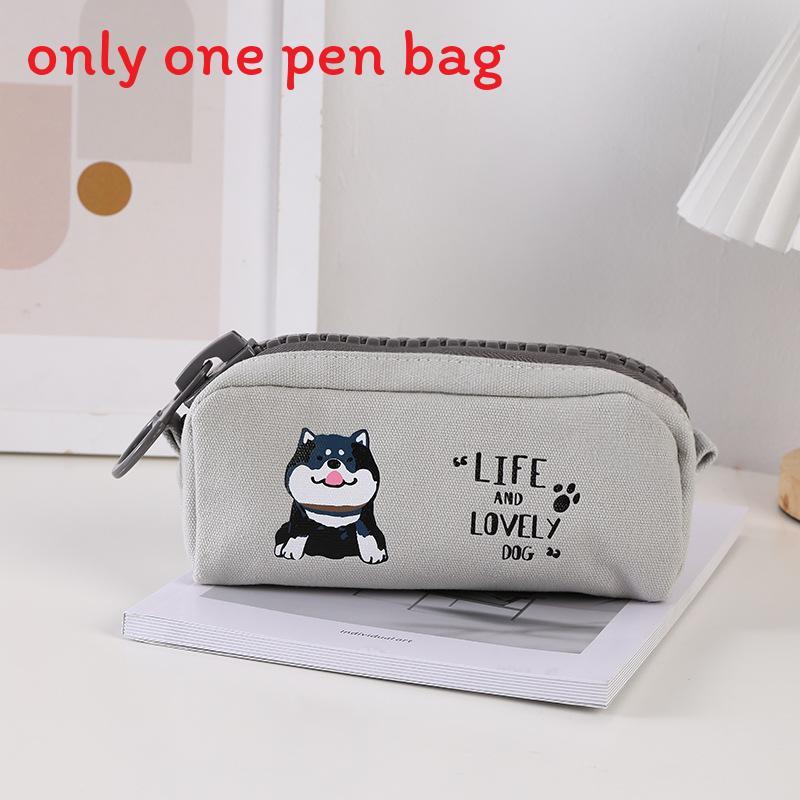 Canvas Pencil Case For Students Large Capacity Zipper Storage Bag For Girls