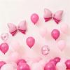 31Pcs 12inch Pink Bow Balloons Set Hot Pink Rose Dots Bow Foil Balloon with Ribbon Birthday Party Balloons