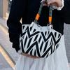 Stripe Women Knitted Handbag Sweet Floral Commuting Pouch High Quality Printed Small Bag  Shopping