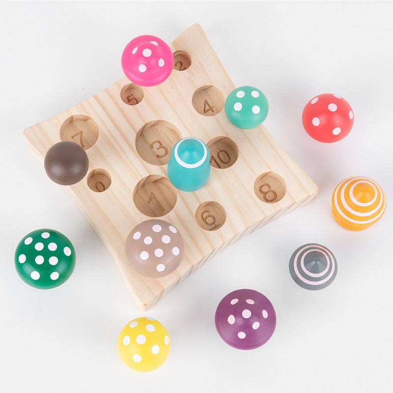 Children Number Wooden And Counts Mushroom Toys For Early Math Logic Skills