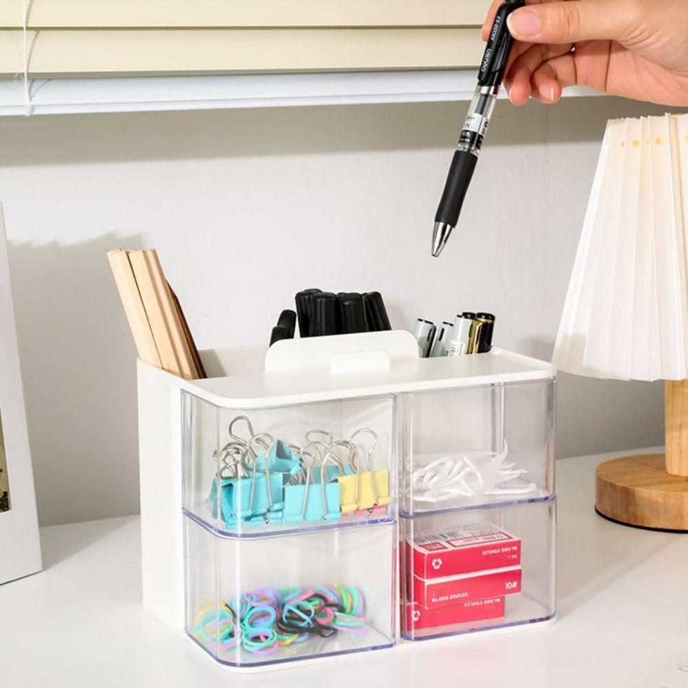 

Dust-proof Pen Container Multi Grid Makeup Brush Holder Durable Stationery Storage Box School