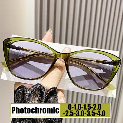 Moterų katės akių spalvos keitimas trumparegystė Akiniai madingi Unisex Anti Blue Light Near Sight Akiniai Apdailinti fotochrominiai akiniai nuo saulės