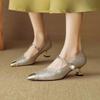 Fashion Solid Med Heel Sandals for Women New Hot Sale Summer One-line Buckle Ladies Shoes Baotou Thin Heels Women's Sandals