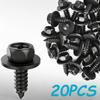 20PCS Black Self-tapping Screws Cross Hexagon Bolts with Gasket M6 6mm for Car Motorcycle Bumper Fender Engine Guard