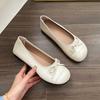 2025 spring and summer new women's fashion casual flat single shoes versatile bow shoes one pedal women's shoes