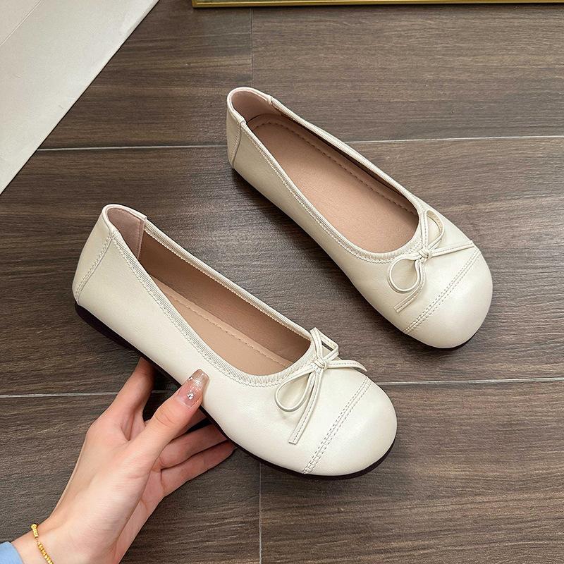2025 spring and summer new women's fashion casual flat single shoes versatile bow shoes one pedal women's shoes
