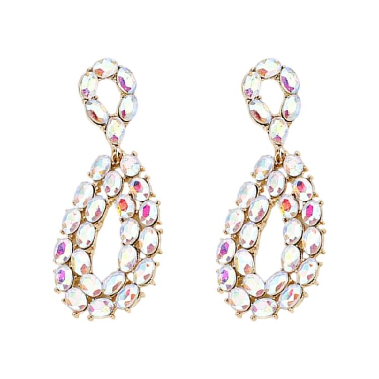 

Crystal Embellished Teardrop Earrings Hypoallergenically Zinc Alloy Lightweight Comfort Jewelry For Everyday Wear