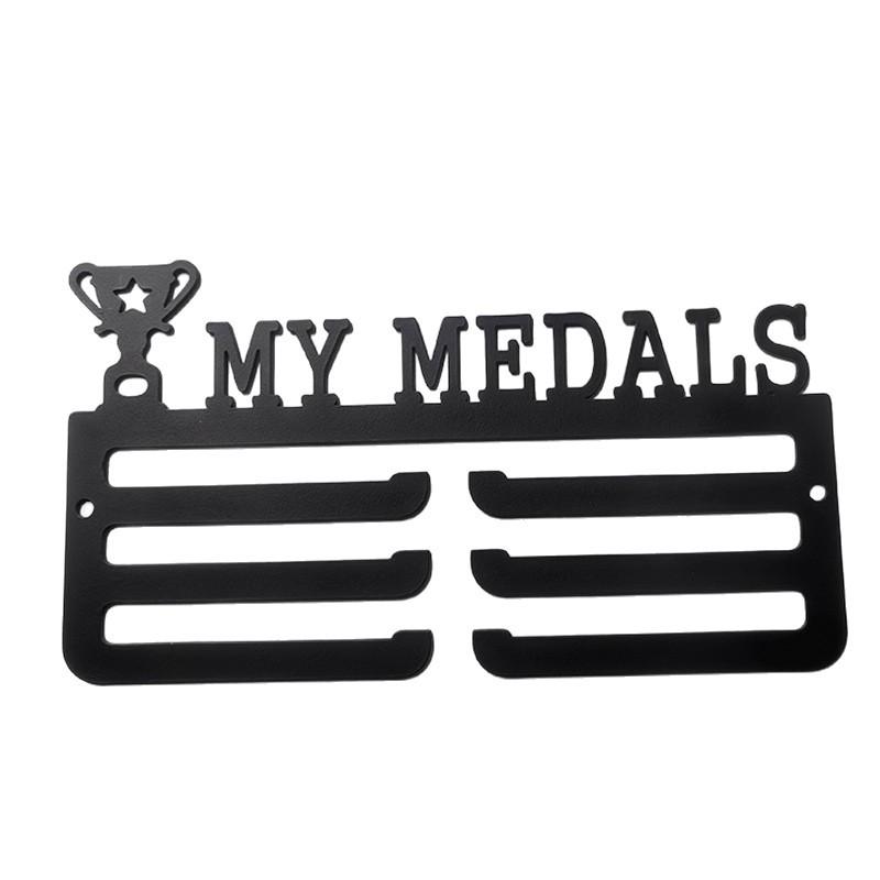 Wrought Iron Medal Display Rack with Decorative Hooks