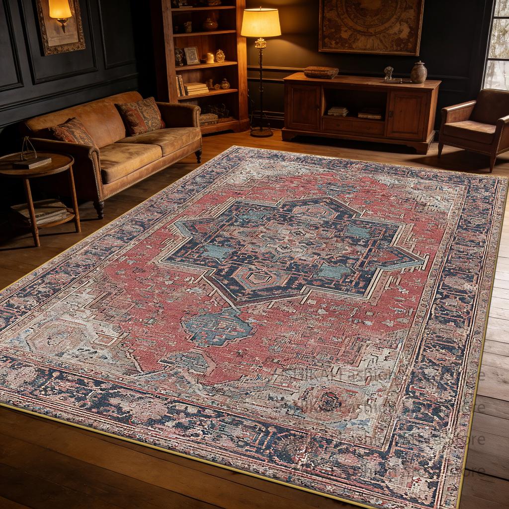 Light Brown Vintage Persian Large Living Room Carpet Decoration Home Easy Clean Soft Rug Easy Cleaning Fluffy Coffee Tables Mats