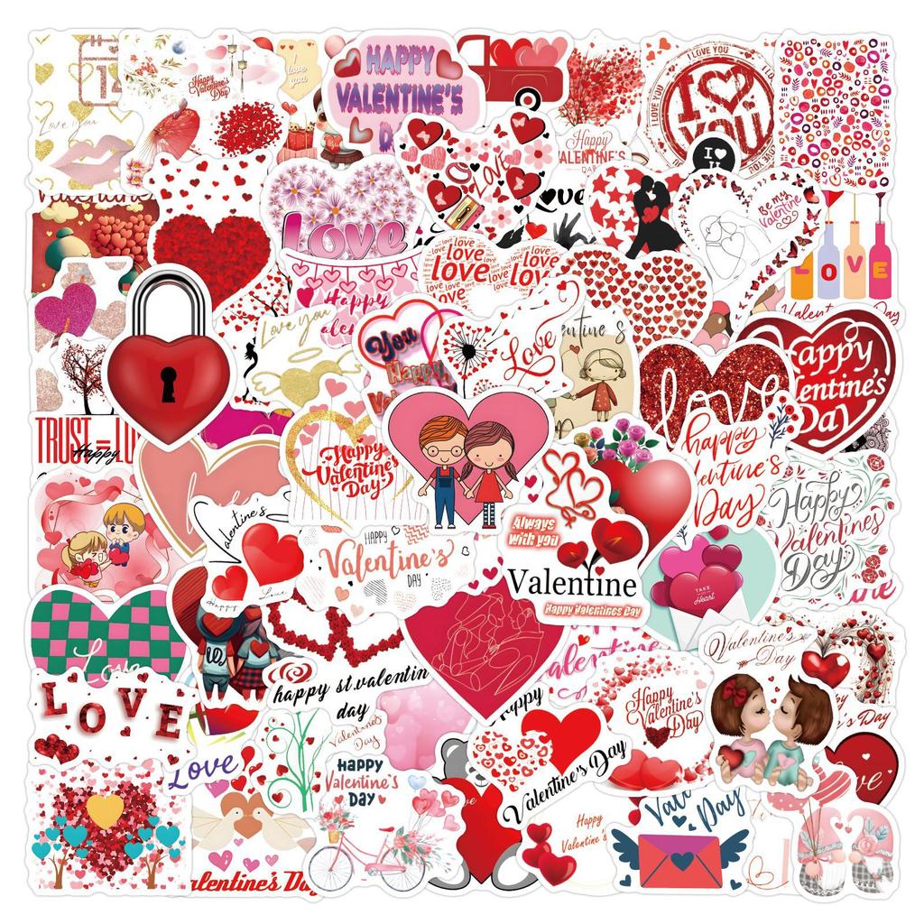 100 Valentine's Day Graffiti Stickers Water Cup Mobile Phone Case DIY Love Wedding Personalized Decoration Stickers