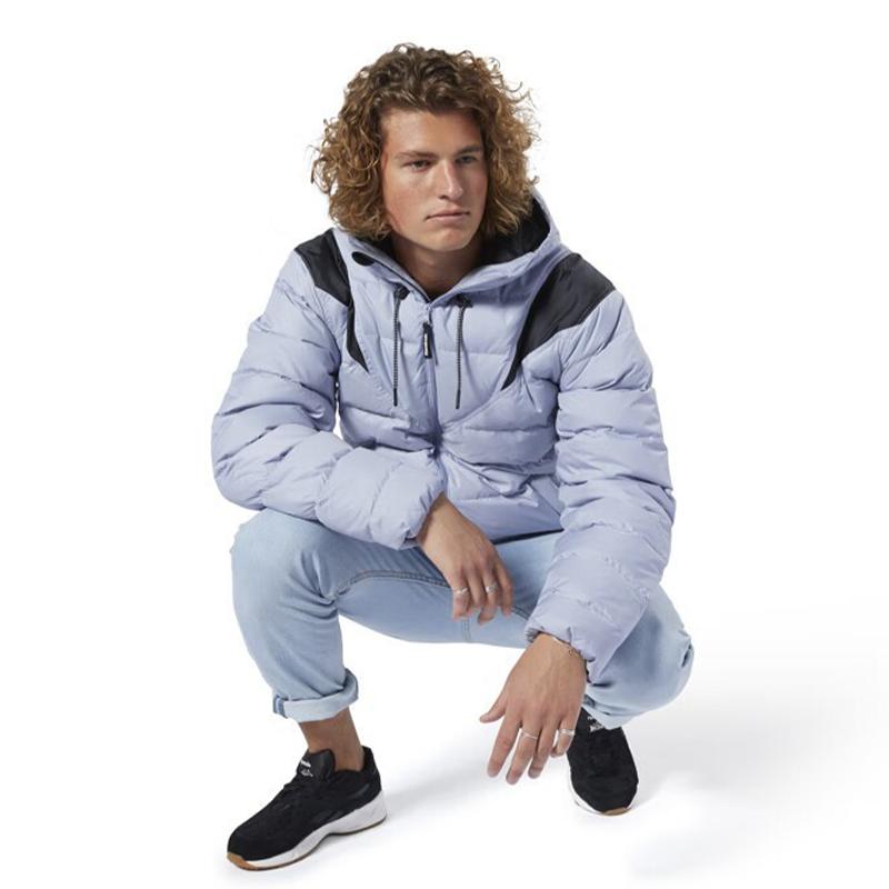 Reebok Fashion Short Slim Fit Sports Casual Down Jacket Men Jackets Blue Gray DY6001