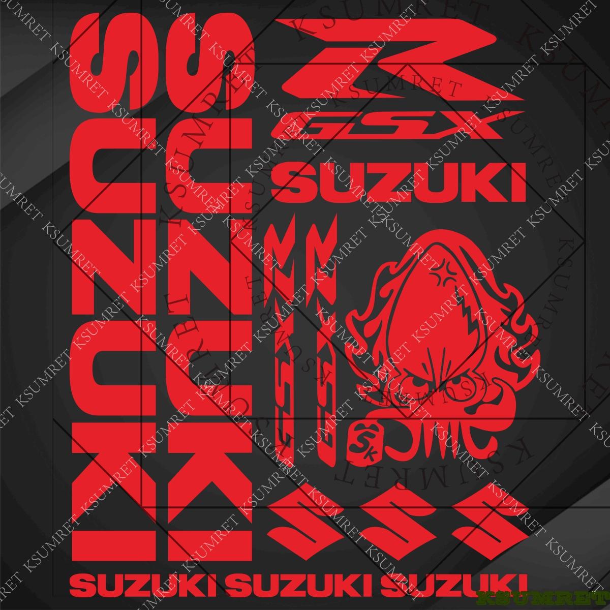 AAGL1 Suzuki Stickers GSXR Logo Motorcycle Tank Helmet Emblem Decals Set красный
