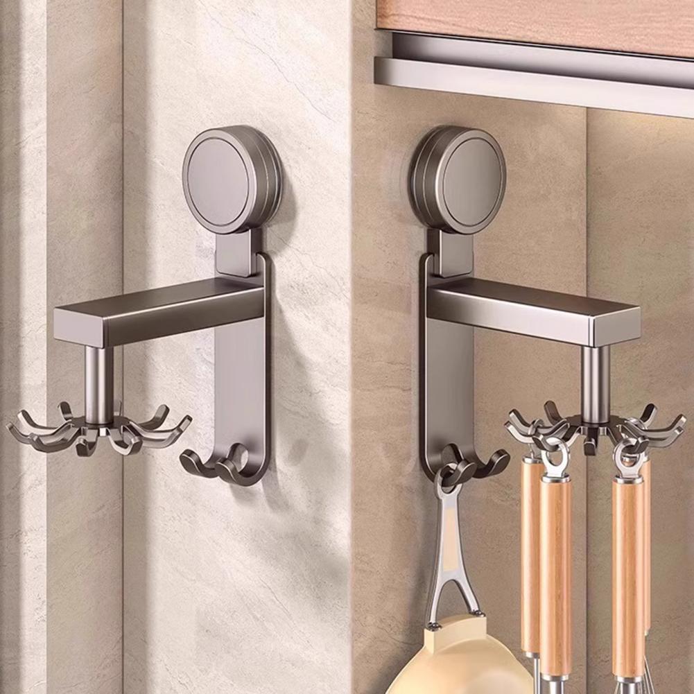 Easy-to-install Kitchen Hook Rack Durable Kitchen Storage Solution Wall-mounted Cookware Hanger with Rotatable Hooks Strong