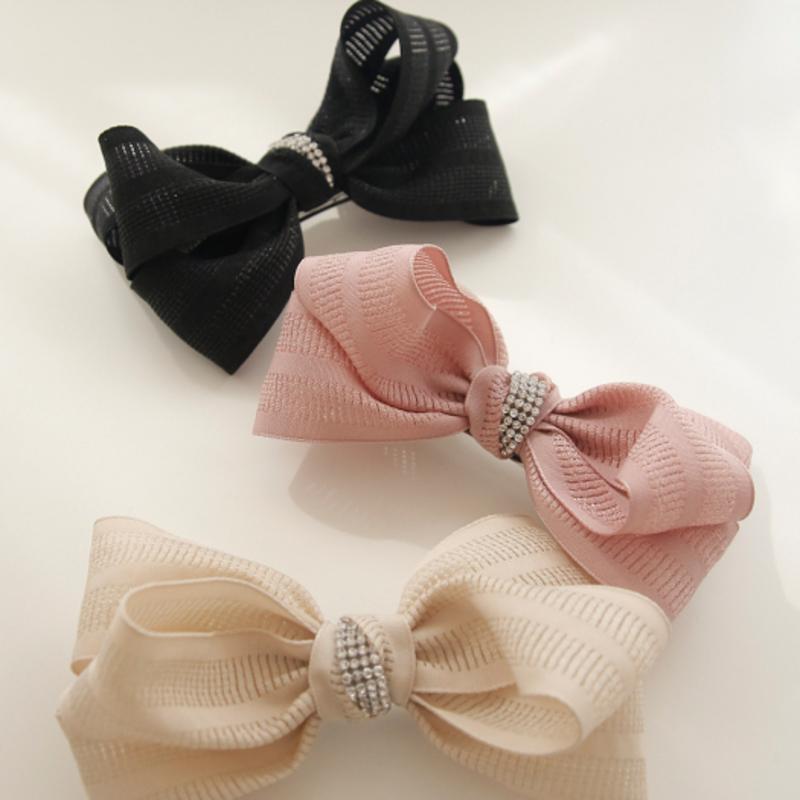 

J.Lauren Summer Mesh Fabric Cubic Ribbon Auto Hair Pin H0828 black