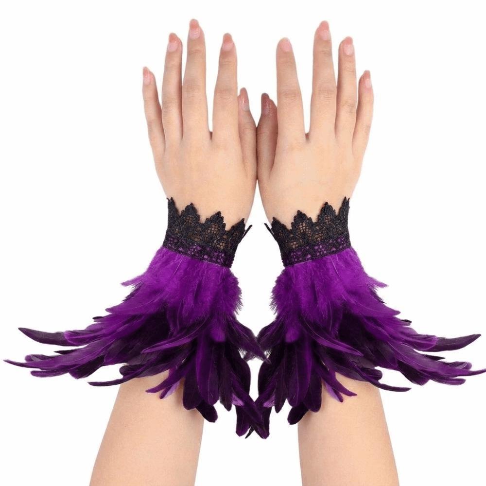 Adjustable Fluffy Feather Wrist Cuffs Black Plume Bracelet New Wristband Themed Party