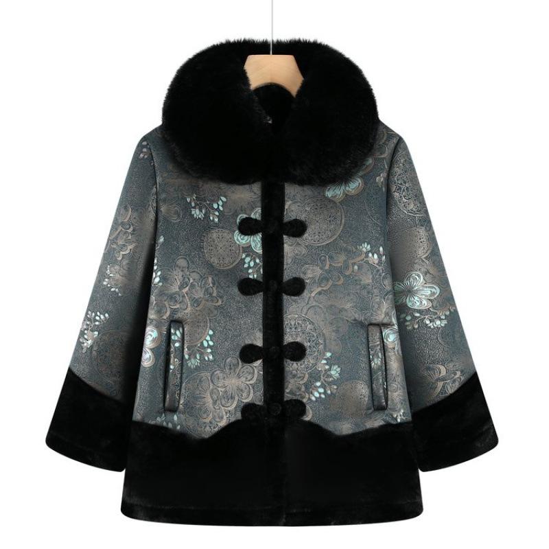 

Winter clothing velvet warm padded jacket old lady padded jacket thickened jacket rich woman 5XL [recommended 150-80kg] синий