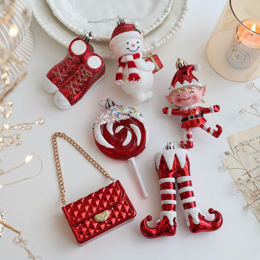 Santa Claus Christmas Elf Pendant Shiny Red Merry Christmas Decor  Holiday Party Decor
