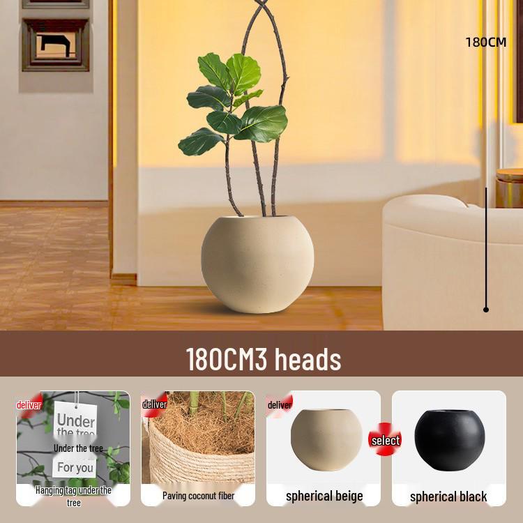 Large Potted Fiddle-Leaf Fig: Luxury Faux Green Plant for Living Room Decor