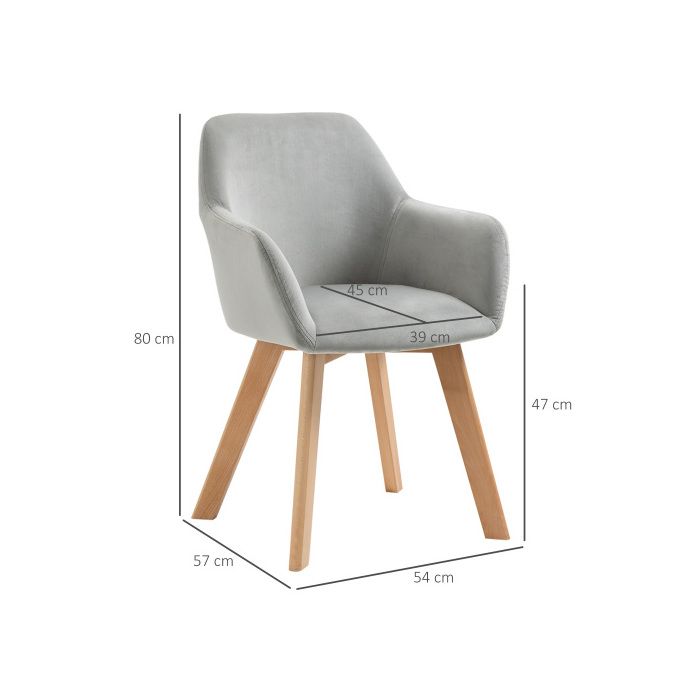 Chaise de salle à manger - MUVOE - Ensemble de 2 chaises - Accoudoirs - Dossier ergonomique - Gris