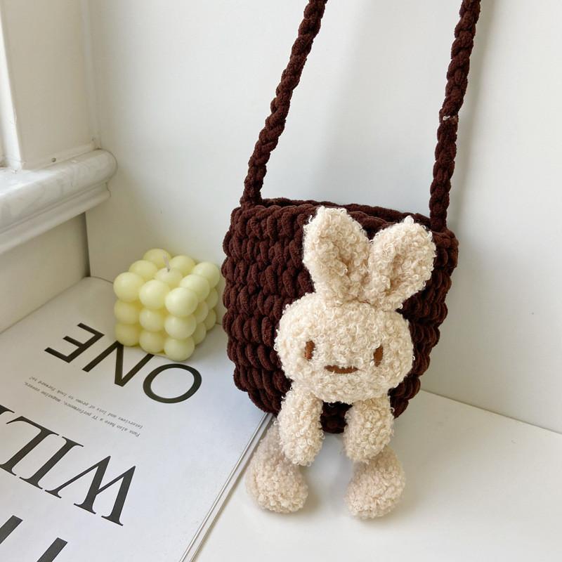 Adorable Korean Style Children's Cute Rabbit Knit Yarn Shoulder Bag For Girls