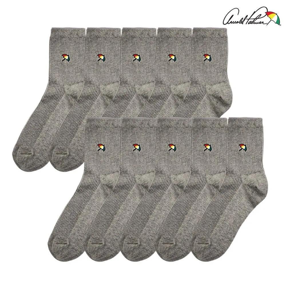 Arnold Palmer Women's Mid-Calf Socks Grey Socks Comfortable Ankle Ribbed Socks 10 Pairs For Female Students Made in Korea