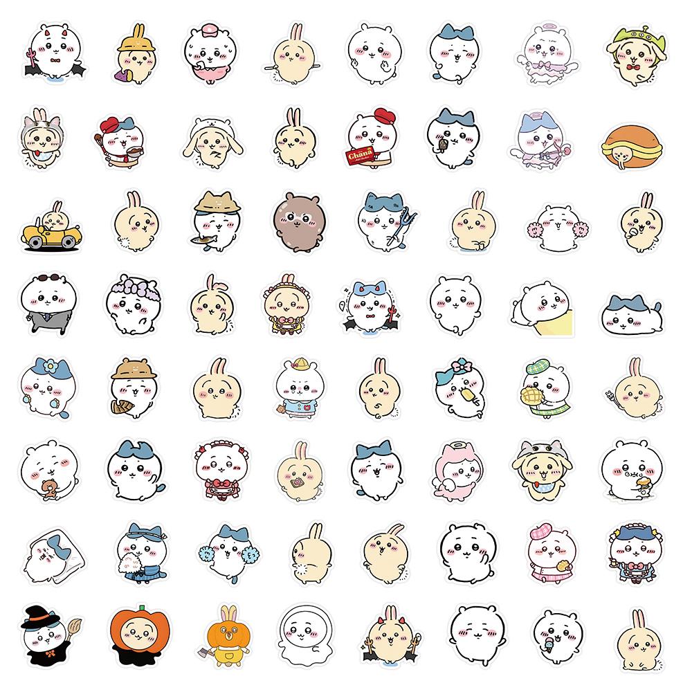 60Pcs Cute Chiikawa Stickers Diy Waterproof Vinyl Scrapbook Phone Case Water Cup Lovely Cartoon Anime Sticker Kids Gift Toy