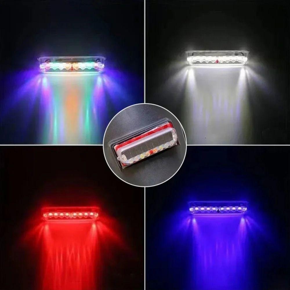 Solar Powered LED Strobe Warning Light Colorful Flashing Signal Lamp  Auto Emergency