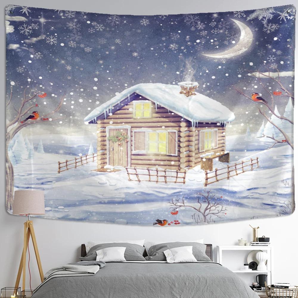 Christmas Snow Pattern Decorative Tapestry Home Living Room Bedroom Wall Decor
