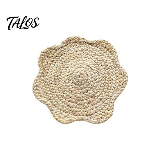 Placemat for Soup Pots Natural Corn Husk Placemat, Heat Resistant Non Slip Temperature Insulating Table Mat, Floral Design, Durable Grass Weaving