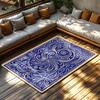 Elegant Persian Blue Carpet Pattern Doormat Washable Floor Mat Living Room Area Rug Home Decor Entryway Welcome Mat Non-Slip Ind