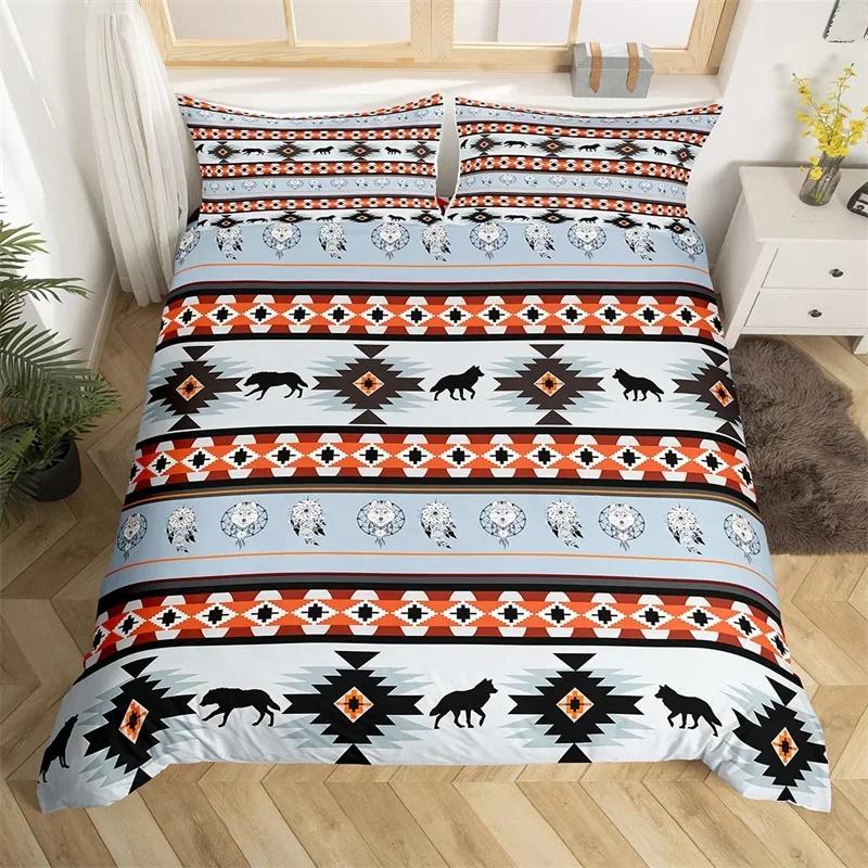 Exotic Horse Duvet Cover Set Queen African Tribal Arrow Western Animal Comforter Cover Microfiber Aztec Farm Animals Bedding Set