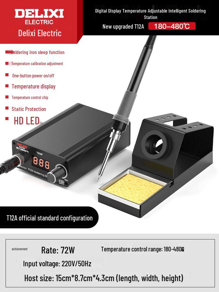 

Delixi Electric T12 High-Power Professional Soldering Station with Constant Temperature Soldering Iron and Welding Pen