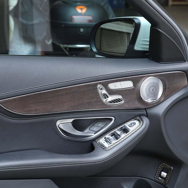 För Mercedes-Benz C-klass GLC W205 C180 2015- ABS Kolfiber Bilinteriör Dörrdekorationspanel Skyddslister Tillbehör