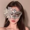 Venezianische Party Handheld Masken Ballmasken mit Stiel Seitenblume Festival Kostümparty Halbmaske Karnevalsparty