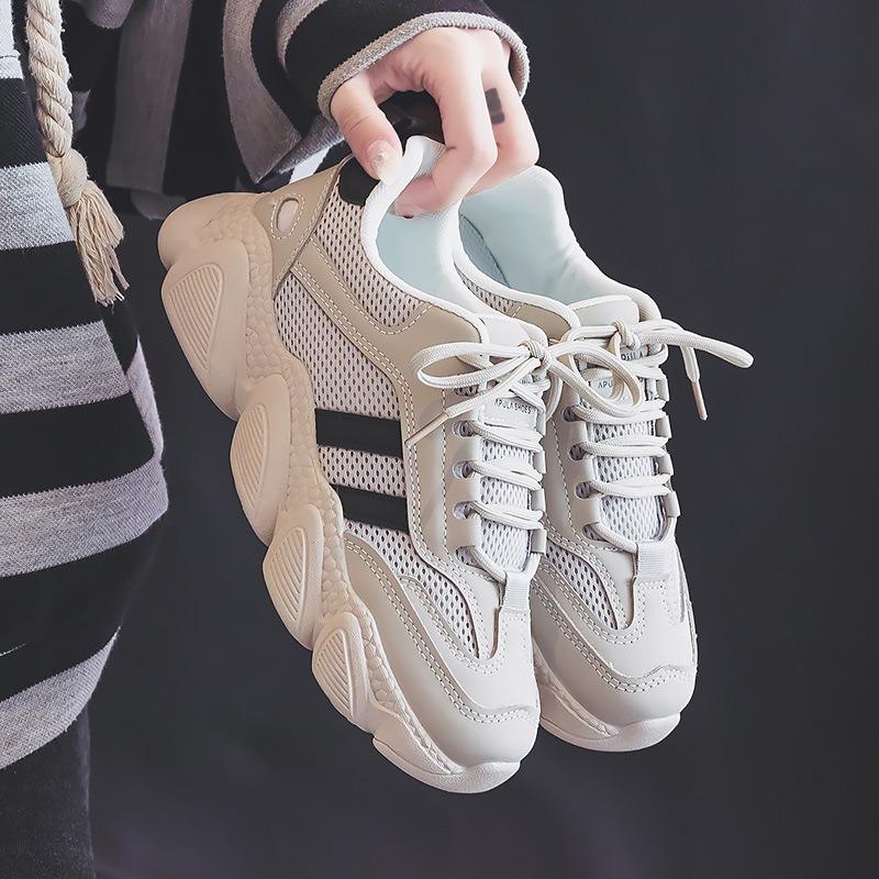 Spring new dad shoes female students platform sports heightening street shooting running leisure 66