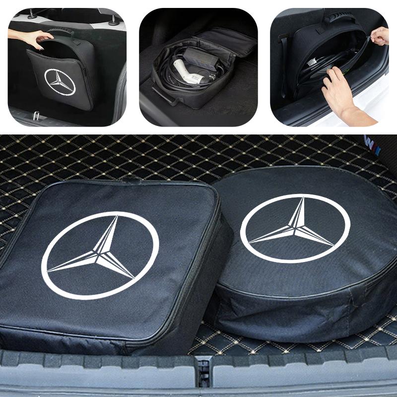 Oxford Cloth Car Charge Cable Case Organiser Waterproof Charging Gun Storage Bag For Benz AMG Exclusive A C E R V Class CLA CLS
