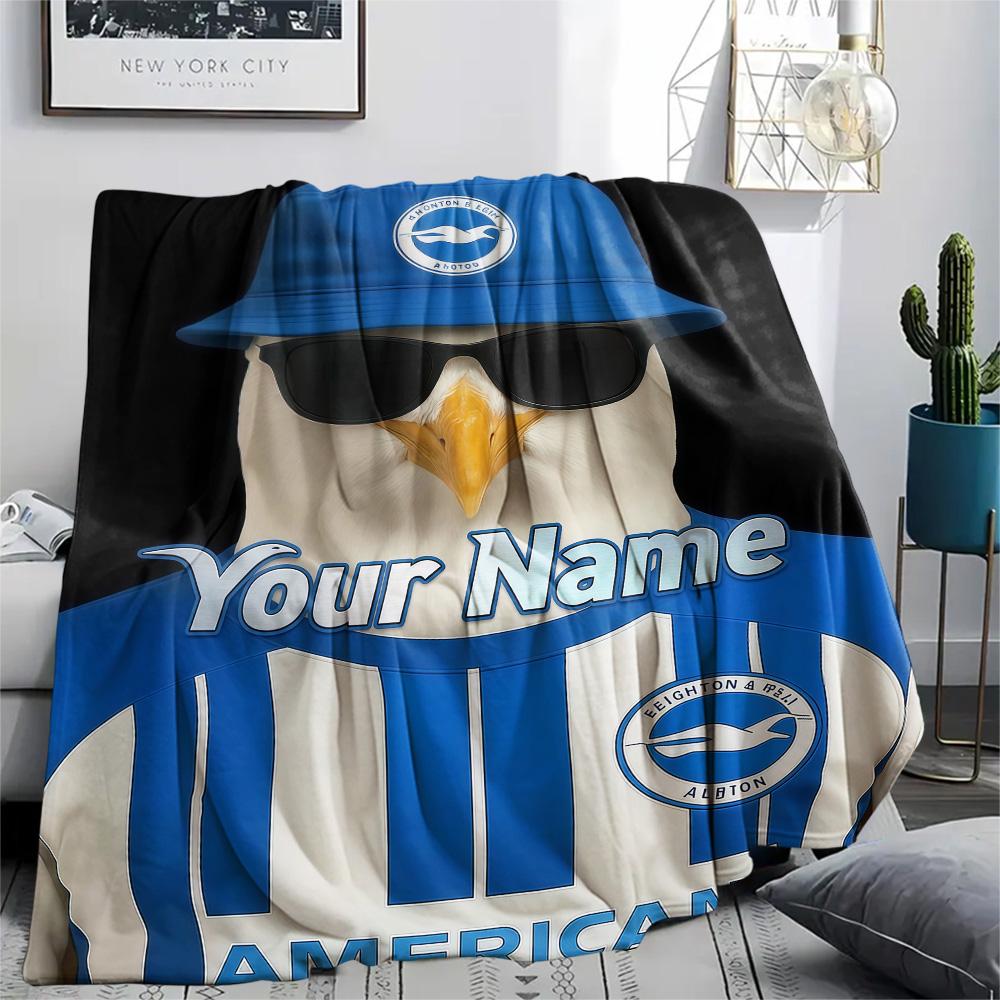 1PC Brighton Hove Albion Custom Name Patterned Flannel Blanket Suitable For All Seasons For Home Decor Warmth And Comfort Gifts Holiday Present