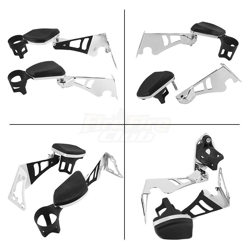 Motorcycle Accessories For Harley Touring Electra Street Road Glide Ultra 97-13 Adjustable Rear Passenger Armrests W/ Cup Holder