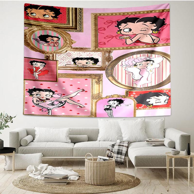 Betty Boop Print Tapestry - Portable Wall Decor Cloth, for Home, Dorm, Travel, Bedroom, Living Room - Ideal Birthday Housewarming Gift