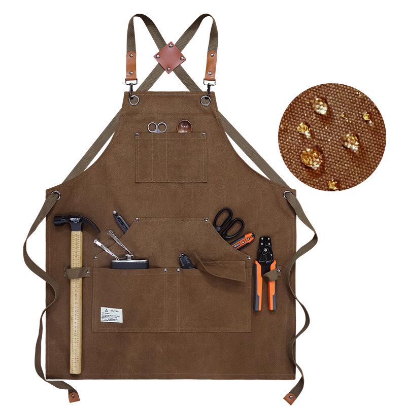 Thick Canvas Multi-Pocket Tool Apron with Custom Logo for Auto Repair & Woodworking
