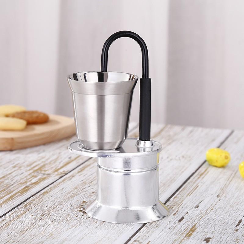 50ml Household MINI Single Cup Coffee Pot Small Portable Italian Espresso Utensil Set Aluminum Alloy Single Tube Mocha Pot